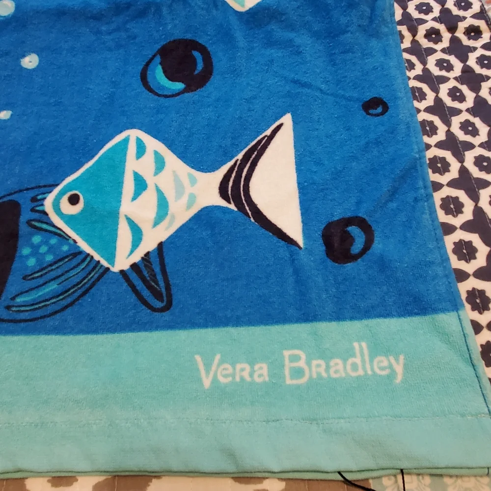 Retired Vera Bradley Go Fish Blue Beach Towel-NWT